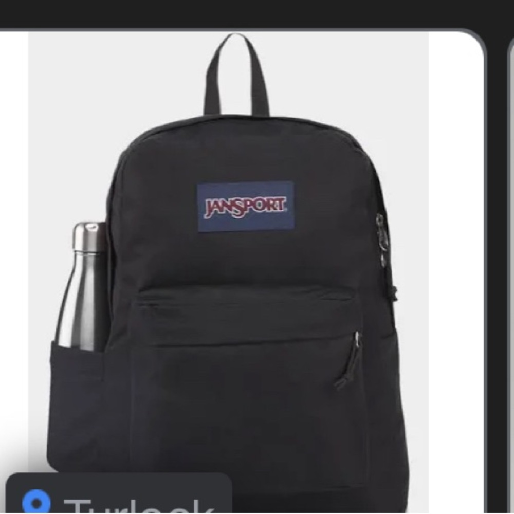 Jansport Black Classic Backpack with Navy Logo Patch